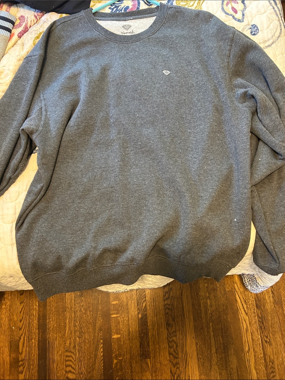Diamond Supply Co. Men's Dark Gray Crewneck Sweater with Small Diamond Logo